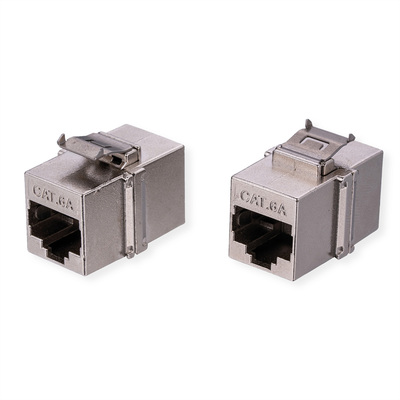 Konektor Keystone cat.6a, tienený, strieborný, SPOJKA RJ45 slim, skrátený