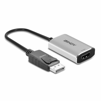 Adaptér DisplayPort/HDMI M/F, 8K@60Hz (DP 1.4, HDMI 2.1), 48G, aktívny, 11cm, čierny/sivý