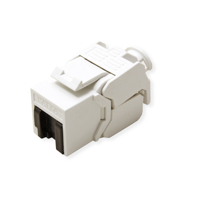 Konektor Keystone cat.6a, netienený, bielo-čierny plast, beznástrojový (toolless), slim