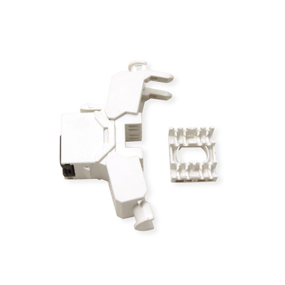 Konektor Keystone cat.6a, netienený, bielo-čierny plast, beznástrojový (toolless), slim