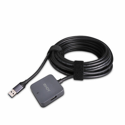 Kábel USB 3.2 Gen 1, A-A M/F 10m, 5Gbps, čierny, predlžovací, aktívny, 4port HUB s adapt., PRO, reťa