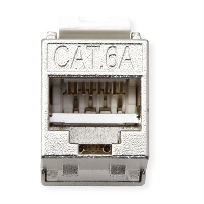 Konektor Keystone cat.6a, tienený, strieborný, beznástrojový (toolless), SLIM, ShortBody