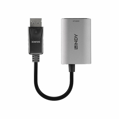 Adaptér DisplayPort/HDMI M/F, 8K@60Hz (DP 1.4, HDMI 2.1), 48G, aktívny, 11cm, čierny/sivý