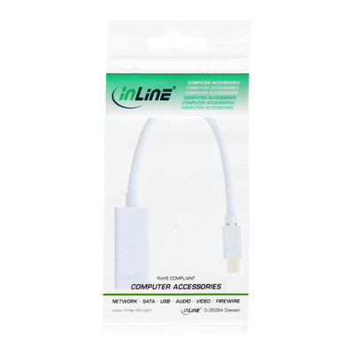 Adaptér mini DisplayPort/HDMI M/F, 4K@30Hz (DP 1.2a, HDMI 1.4), 15cm, biely