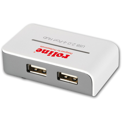 Hub USB 2.0, 4 Port, 4x USB A, s ext. adaptérom, biely, HQ