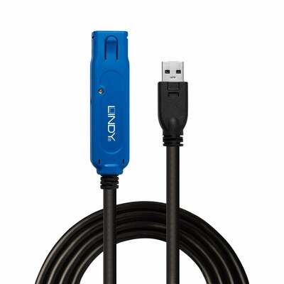 Kábel USB 3.2 Gen 1, A-A M/F 8m, 5Gbps, čierny, predlžovací, aktívny, PRO, reťazitelný
