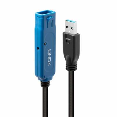 Kábel USB 3.2 Gen 1, A-A M/F 10m, 5Gbps, čierny, predlžovací, aktívny, PRO, reťazitelný