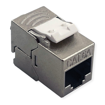 Konektor Keystone cat.6a, tienený, strieborný, beznástrojový (toolless), SLIM, ShortBody