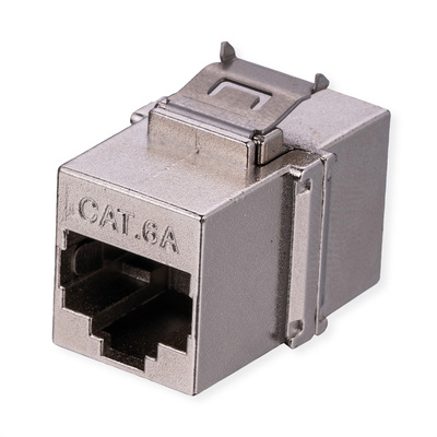 Konektor Keystone cat.6a, tienený, strieborný, SPOJKA RJ45 slim, skrátený