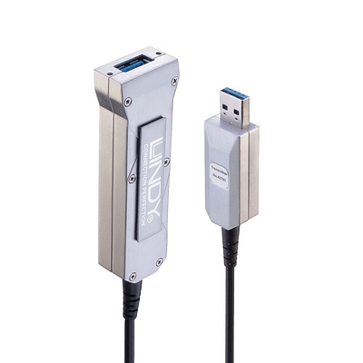 Kábel USB 3.2 Gen 1, A-A M/F 50m, 5Gbps, čierny, aktívny, optický