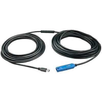 Kábel USB 3.2 Gen 1, A-A M/F 15m, 5Gbps, čierny, predlžovací, aktívny, PRO, reťazitelný