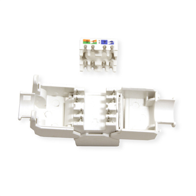 Konektor Keystone cat.6a, netienený, bielo-čierny plast, beznástrojový (toolless), slim