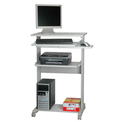 Stolík na kolieskach pre monitor, PC a klávesnicu, max 40kg, 110x68x54 cm (HxWxD), sivý
