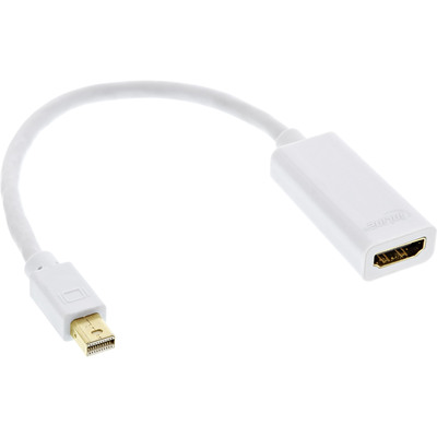 Adaptér mini DisplayPort/HDMI M/F, 4K@30Hz (DP 1.2a, HDMI 1.4), 15cm, biely