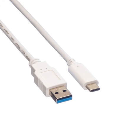 Kábel USB 3.2 Gen 1, AM/CM Typ C 0.5m, 5Gbps, biely