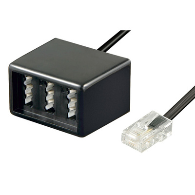 Adaptér telefónny RJ45/TAE NFF M/F kábel 0.2m, čierny, 10ks/bal