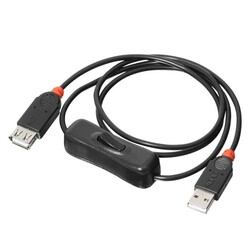 Kábel USB 2.0 s vypínačom A-A M/F 2m, čierny