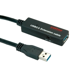 Kábel USB 3.0 A-A M/F,15m, čierny AKTÍVNY, s adaptérom