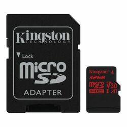 Pamäťová karta Micro SDXC 32 GB Canvas React Class U3 UHS-I (r100MB/s, w70MB/s) + adaptér Kingston