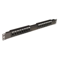 Patch panel 16port UTP cat.5e, čierny