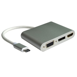 Adaptér USB 3.1 Typ C na DsiplayPort, HDMI, VGA, 10cm biely