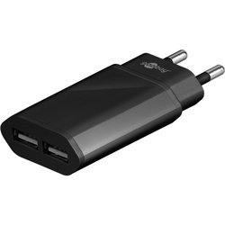 **Nabíjačka USB - 230V (2xUSB) 2.4A slim čierna