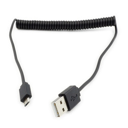 Kábel USB 2.0 A/MICRO-B 1.0m, čierny špirála