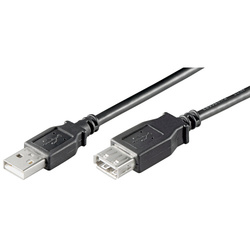 Kábel USB 2.0 A-A M/F 3m, čierny