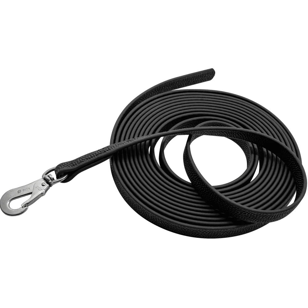 HS Sprenger | Vodítko stopovacie bez uška pogumované, Footballgrip, 16mm/5m, nerezová karabína, čierne
