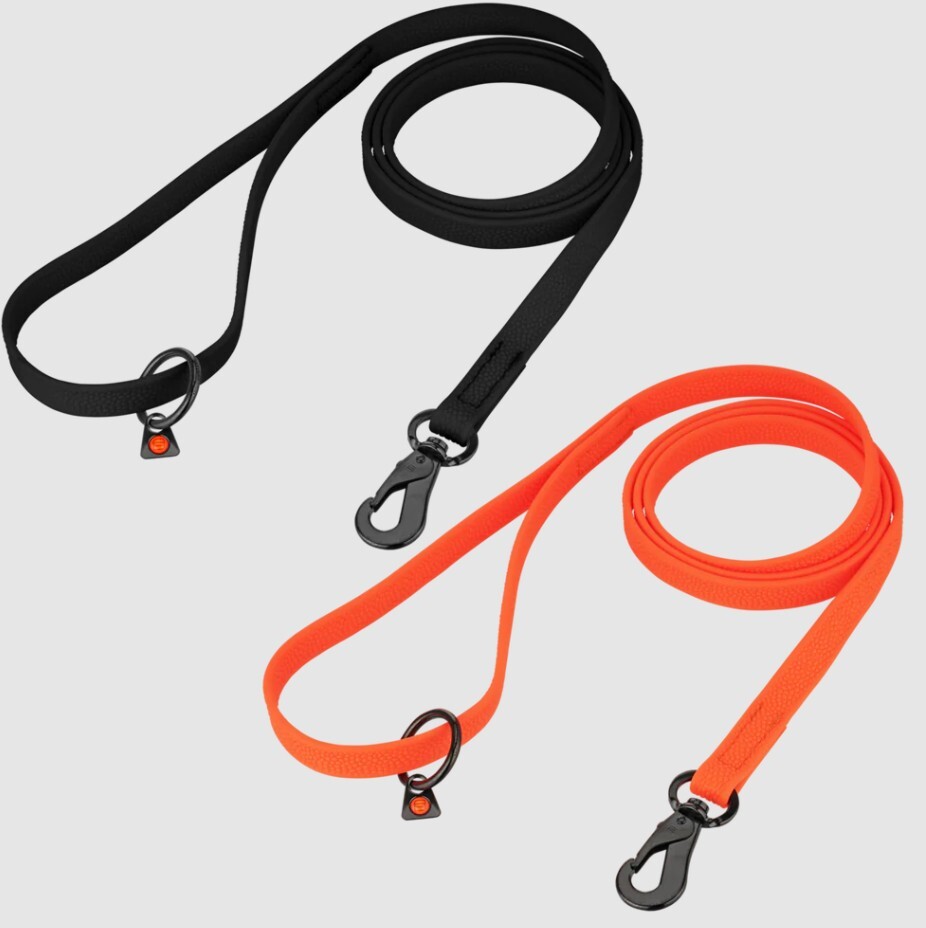 Vodítko FOOTBALLGRIP BIOTHANE s uškom, 16mm/1.5m, nerezová karabína, čierne, HS