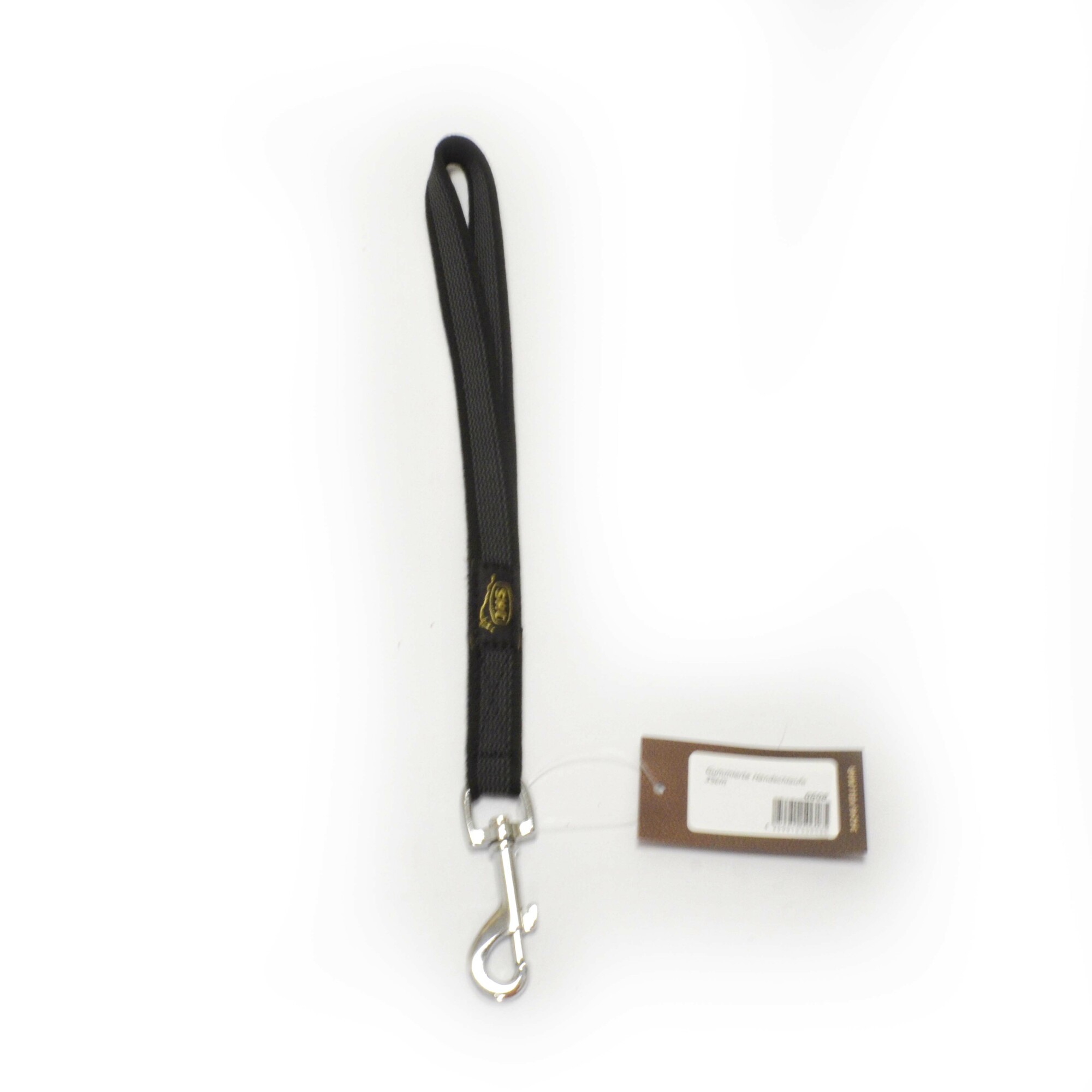 JHS Hundesport | Vodítko na poslušnosť - uško, 19mm/35cm, strieborná karabína, pogumované, čierne