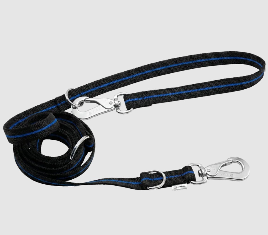 HS Sprenger | Vodítko prepínacie BLUE LINE pogumované, 19mm/2.3m, 2 nerezové karabíny, čierno-modré
