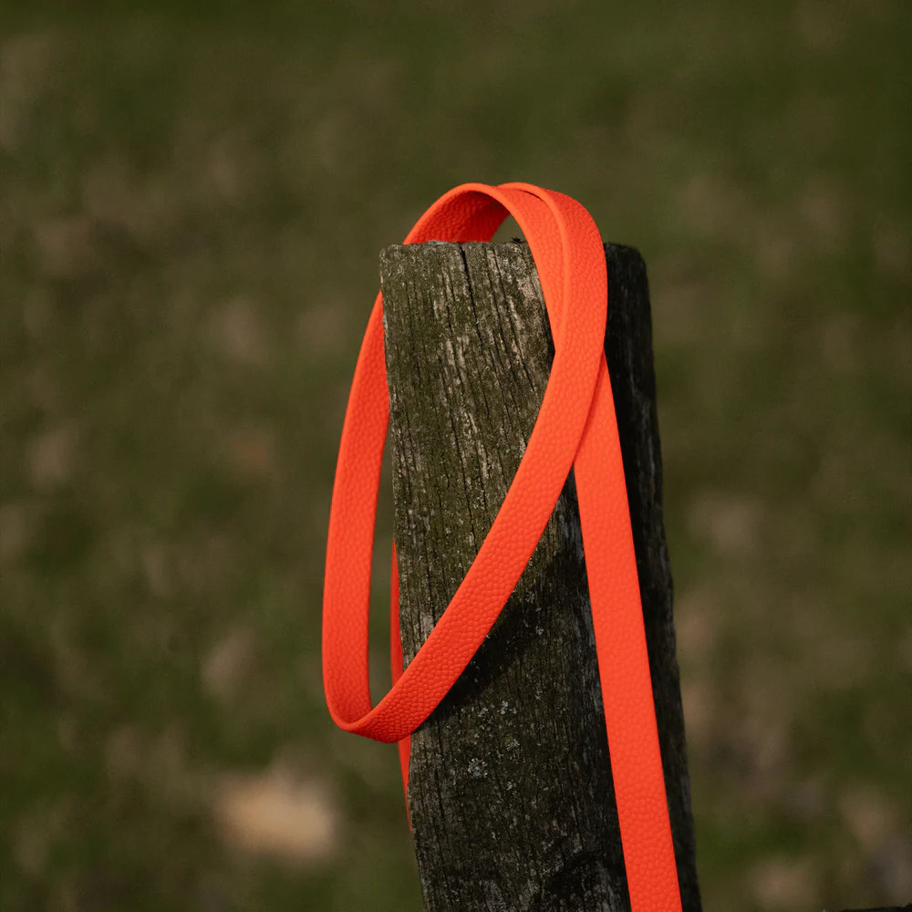 HS Sprenger | Vodítko stopovacie s uškom pogumované, Footballgrip, 16mm/10m, nerezová karabína, oranžové