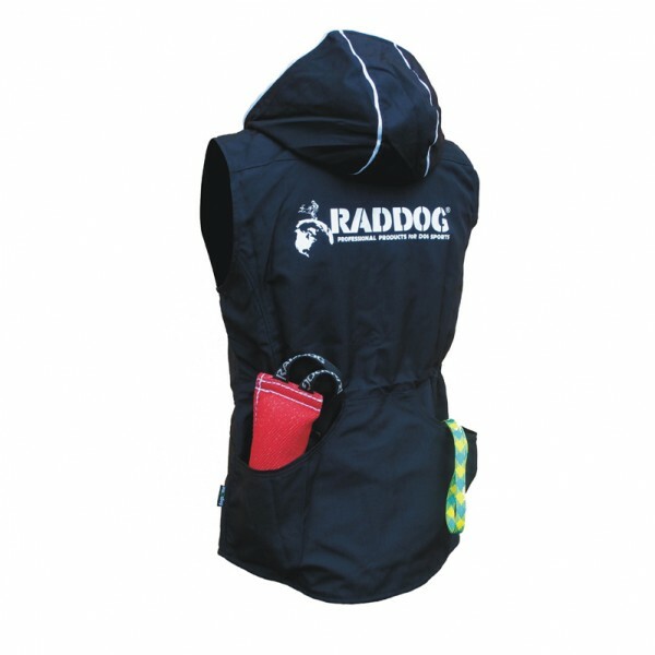 Vesta RADDOG s kapucňou, nepremokavá, podšitá, cordura, čierna s bielym lemovaním, XS