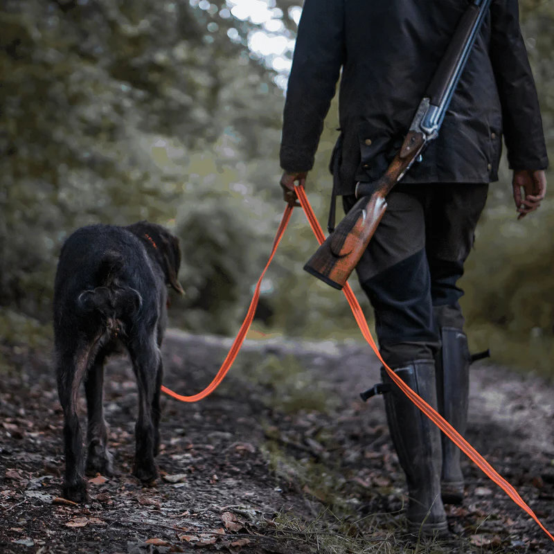 HS Sprenger | Vodítko stopovacie s uškom pogumované, 19mm/10m, nerezová karabína, oranžové