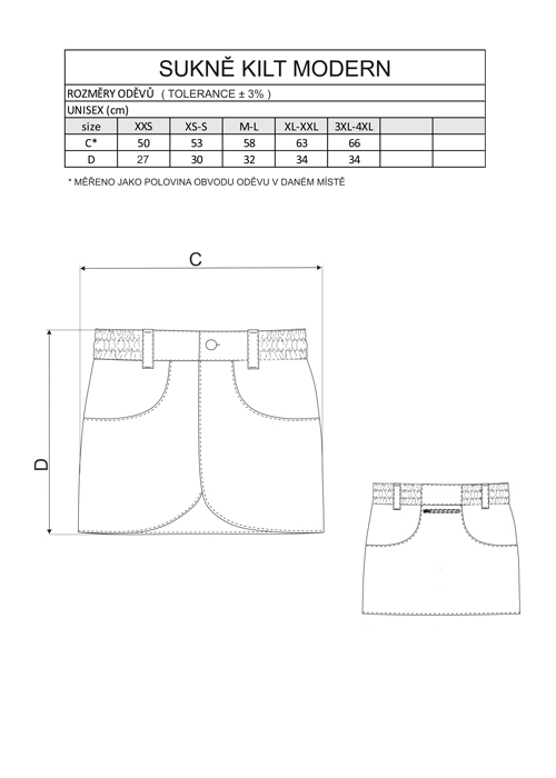 Výcviková sukňa KILT MODERN, malinová, 3XL-4XL