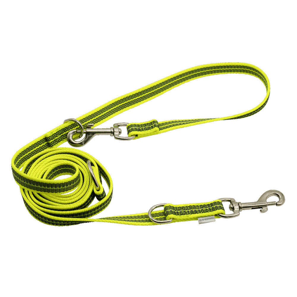 HS Sprenger | Vodítko pogumované, prepínacie, 19mm/230cm, 2 karabíny, reflexné žlté