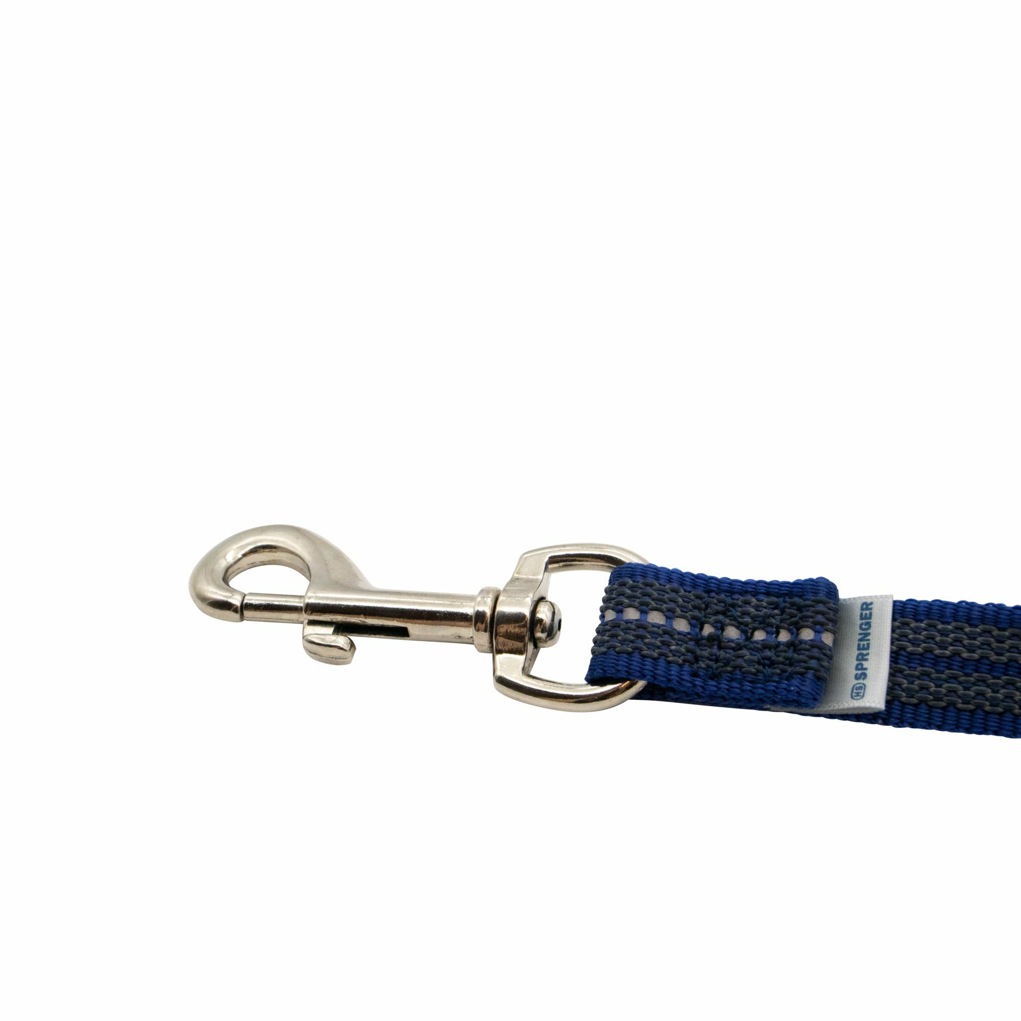 HS Vodítko stopovacie bez uška, 19mm/10m, nerezová karabína, pogumované, modré