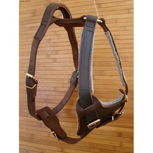 Postroj na obranu, s rúčkou, polstrovaný, 85-95cm, koža, nemecký ovčiak pes