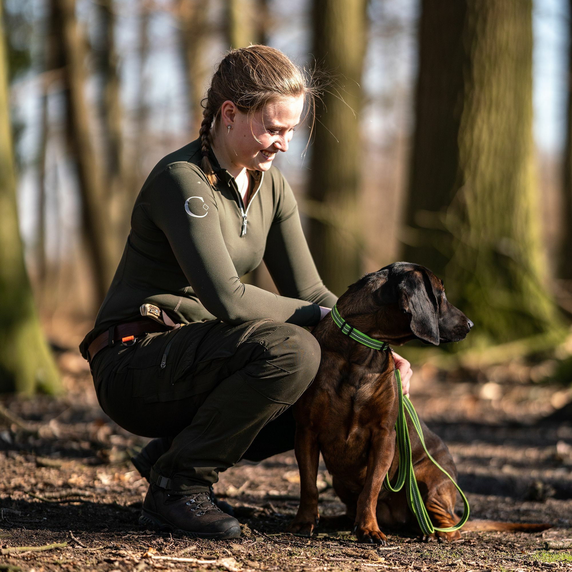 HS Vodítko pogumované s uškom, 19mm/200cm, zelené