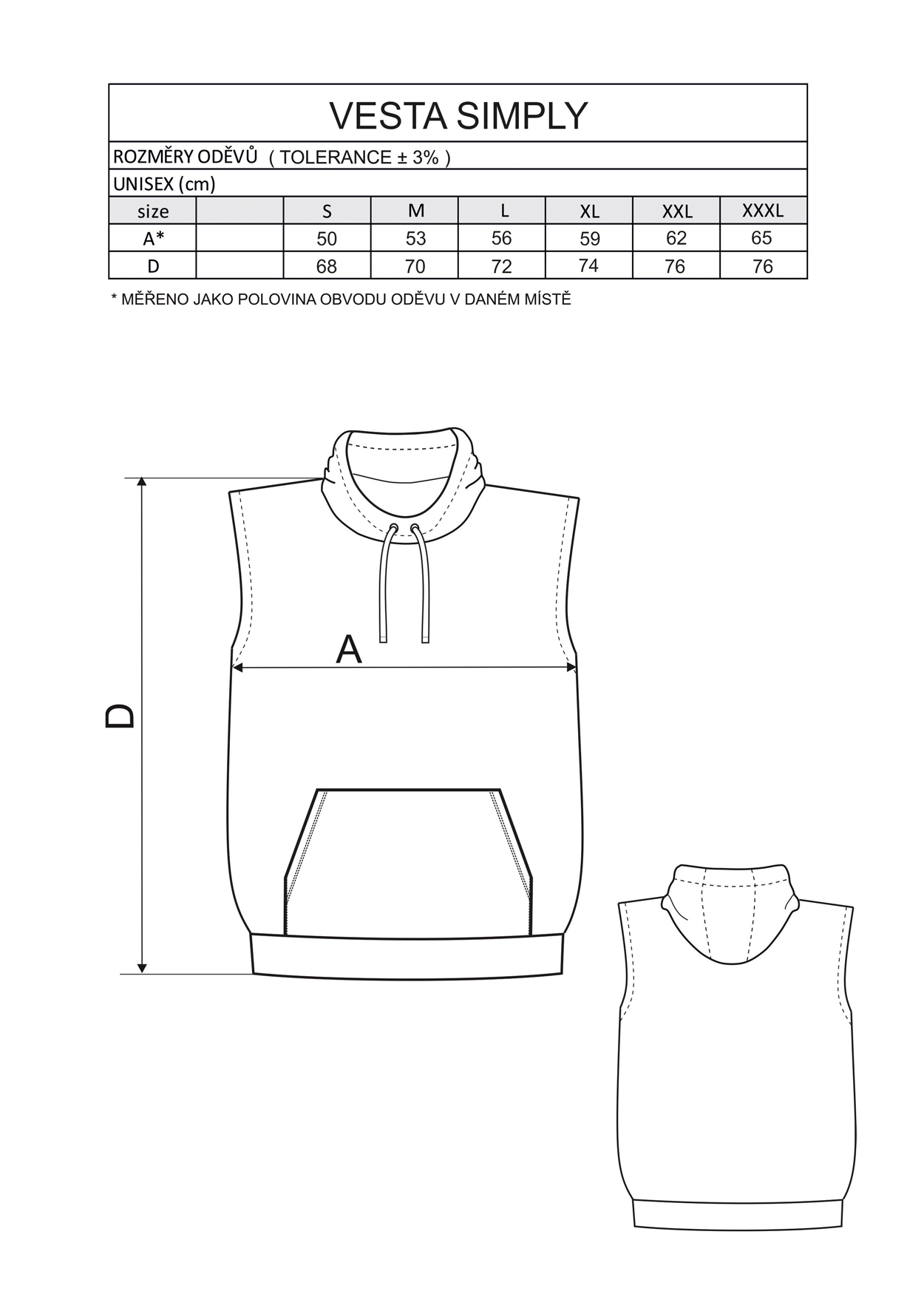 Vesta SIMPLY, pánska, s obliekaním cez hlavu, špeciálna puff potlač, tepláková, bavlna, zelená M