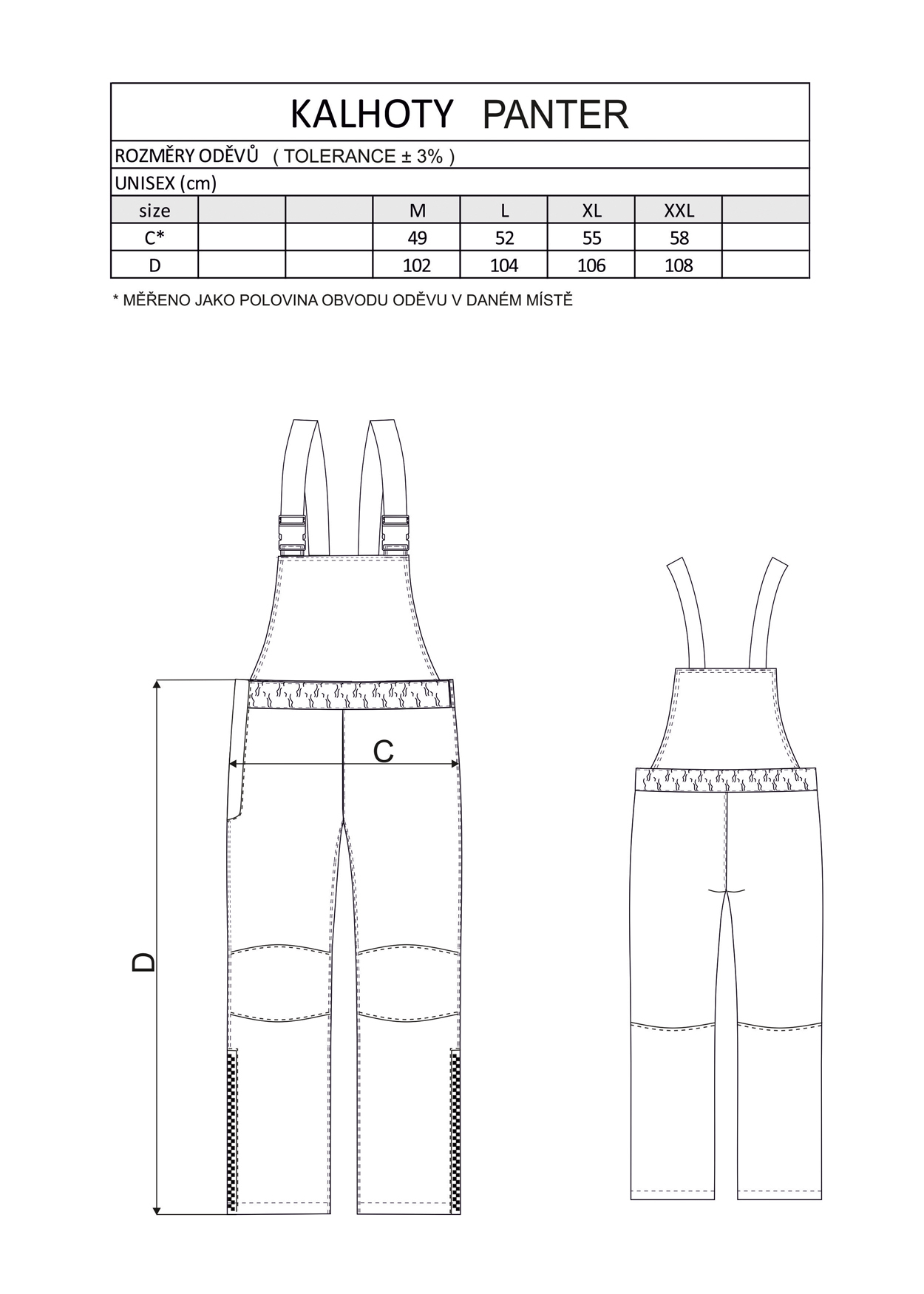 Nohavice figurantské PANTHER, elastické, kordura, čierne, L