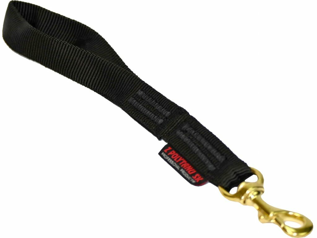 Vodítko na poslušnosť BLACK - uško, 25mm/35cm, mosadzná karabína, popruh, čierne