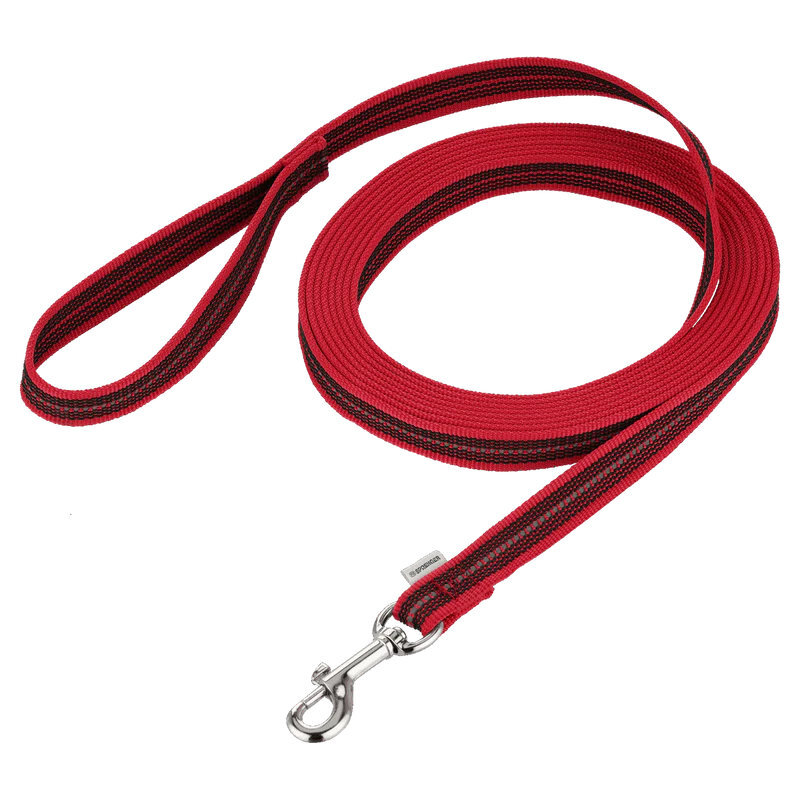 HS Sprenger | Vodítko stopovacie s uškom pogumované, 19mm/10m, nerezová karabína, červené