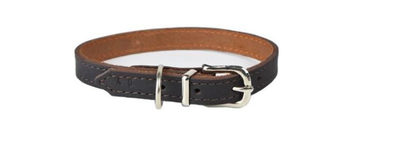 JHS Hundesport | Obojok kožený SAHARA, 1.5cm/30cm, chrómové kovanie, hnedý