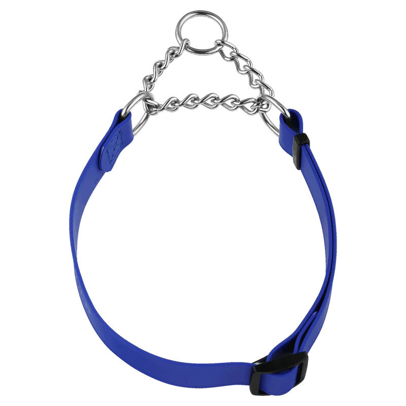 Obojok nastaviteľný BioThane 25mm/40-65cm, s retiazkou, modrý