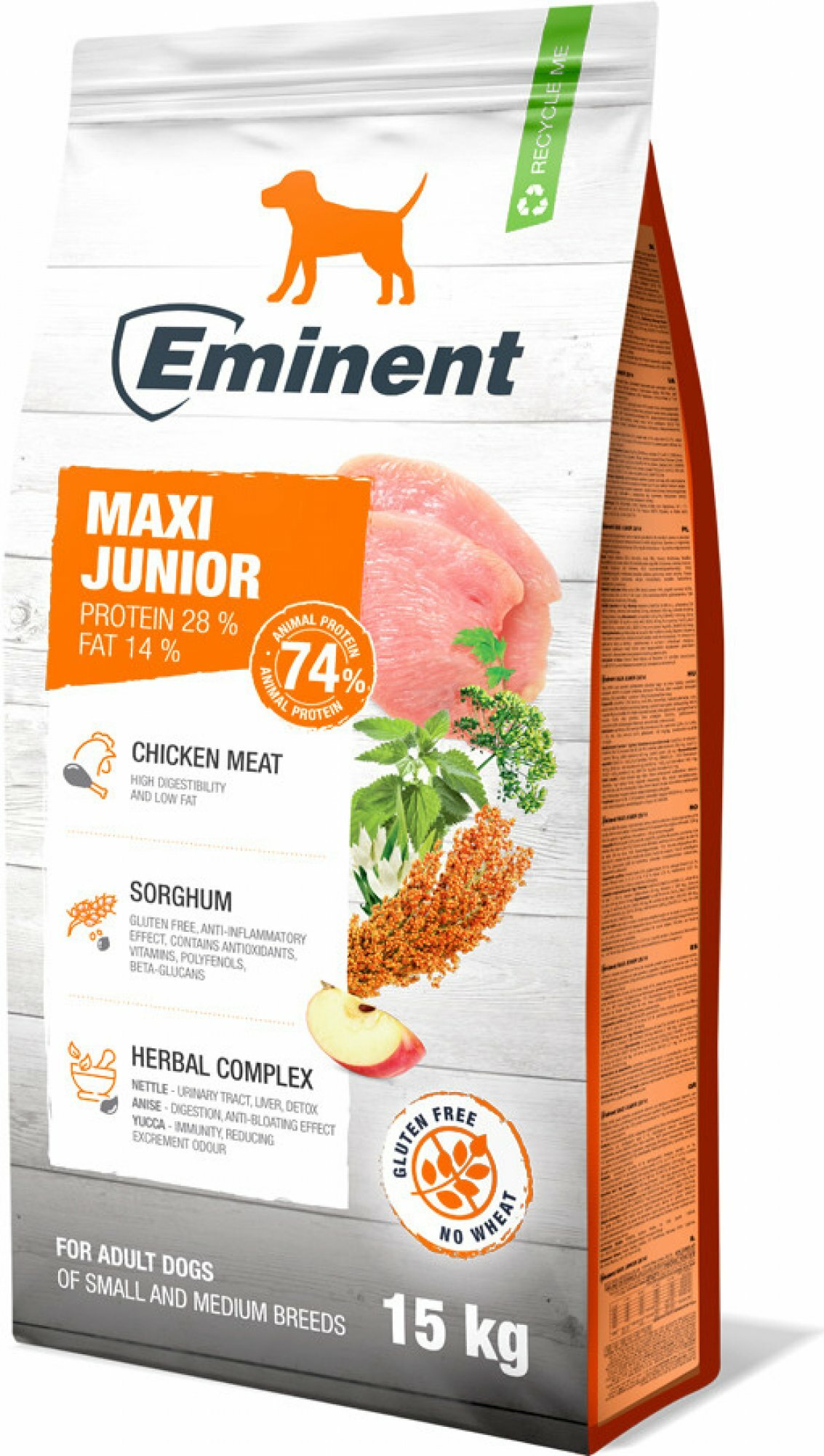 Krmivo EMINENT DOG MAXI JUNIOR new 28/14, pre dospievajúce psy a matky, veľké a obrie plemená,15kg