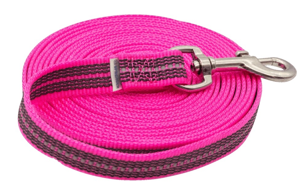 HS Sprenger | Vodítko stopovacie s uškom pogumované, 19mm/5m, nerezová karabína, ružové