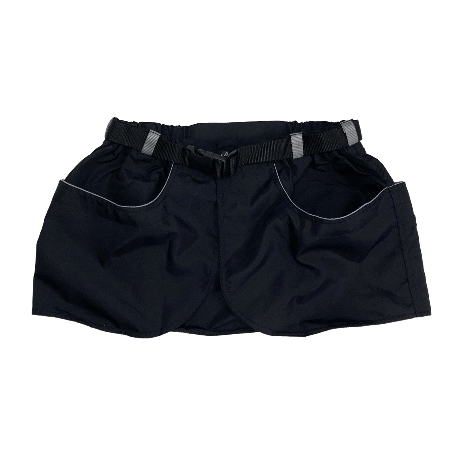 Výcviková sukňa KILT Gappay, s 3 vreckami a opaskom, čierna so sivým olemovaním, XL-XXL