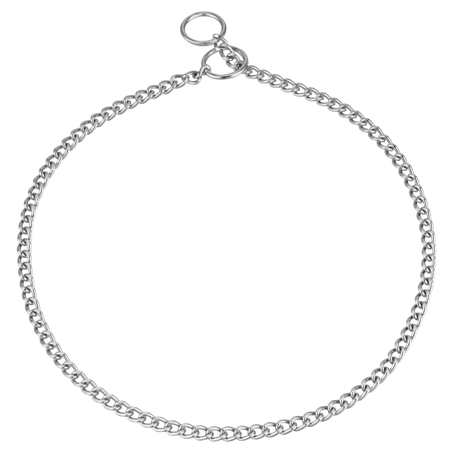 HS Sprenger | Obojok retiazkový, sťahovací, 1.5mm/50cm, okrúhle malé ploché oko, chrómovaná oceľ